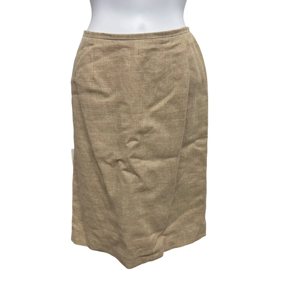Style&co Collection Petite‎ Tan 100% Linen Pencil Skirt Size 8P Lined Bulgaria